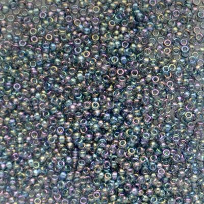 15-2444 Tr Blue Grey Rainbow Gold Lustre Size 15 Seed Beads