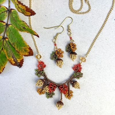 Autumn Acorns Necklace and Earrings Kit