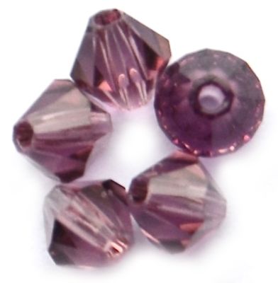 CB411 4mm Dark Amethyst Crystal Bicone