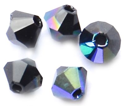 CB428 4mm Jet AB Crystal Bicone