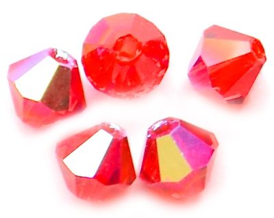 CB436 4mm Light Siam (Red) AB Crystal Bicone