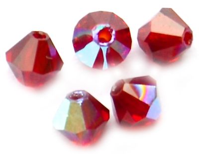 CB437 4mm Dark Siam (Red) AB Crystal Bicone