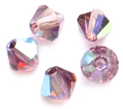 CB438 4mm Dark Amethyst AB Crystal Bicone