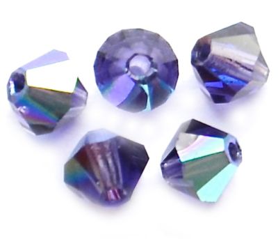 CB439 4mm Dark Tanzanite AB Crystal Bicone