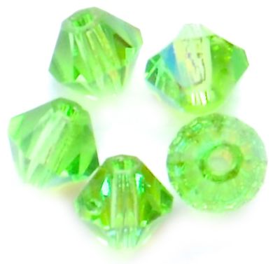 CB446 4mm Peridot AB Crystal Bicone