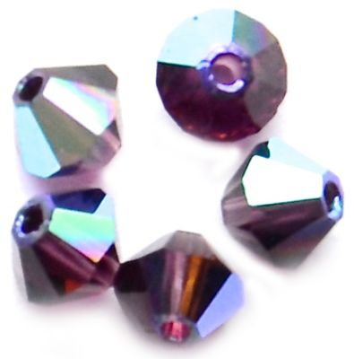 CB464 4mm Deep Violet AB Crystal Bicone