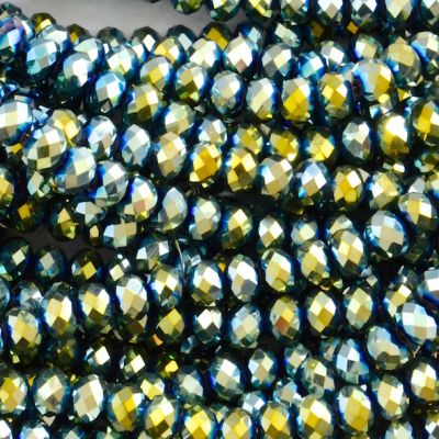 CC1309 6x8mm Faceted Green Scarab Rondelle