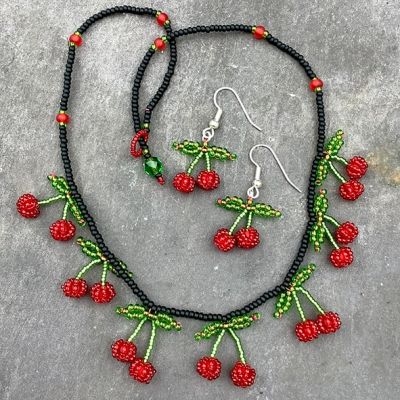 Cherry Necklace and Earrings Pattern