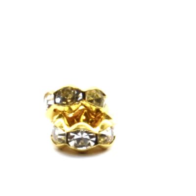 DR214 6mm Gold/Crystal Crown Rondelle