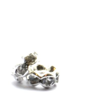 DR216 6mm Silver/Crystal Crown Rondelle