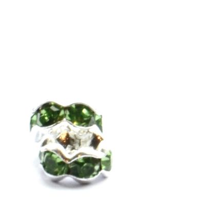 DR217 6mm Silver/Green Crown Rondelle