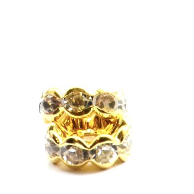 DR218 8mm Gold/Crystal Crown Rondelle
