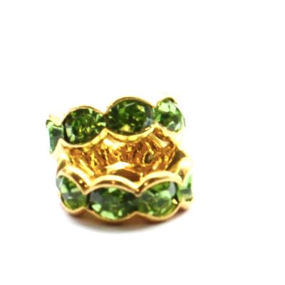 DR219 8mm Gold/Green Crown Rondelle
