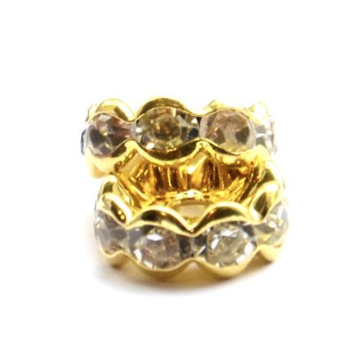 DR222 10mm Gold/Crystal Crown Rondelle