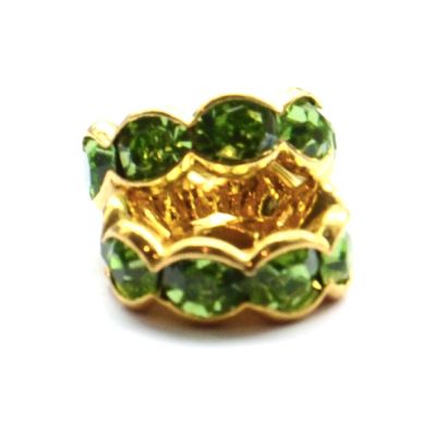 DR223 10mm Gold/Green Crown Rondelle