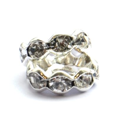DR224 10mm Silver/Crystal Crown Rondelle