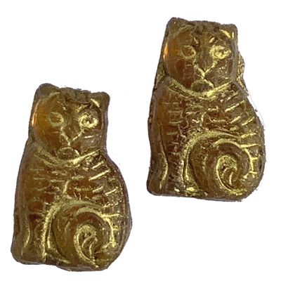 GL1654 17x11mm Topaz with Gold Cat Beads