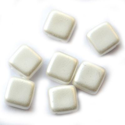 GL5851 White 2 Hole Tile Bead