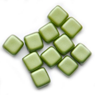 GL5865 Fern Green Pearl 2 Hole Tile Bead