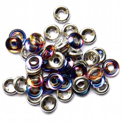 GL5904 7mm Purple AB and Silver Vitrail Tiny Donut Beads