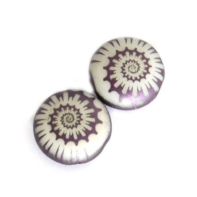GL6459 12mm Purple Printed Candy Bead