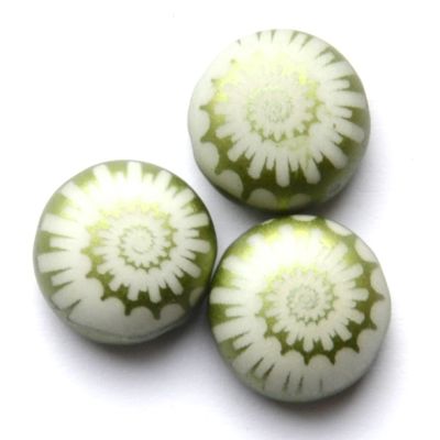 GL6467 12mm Olive Printed Candy Bead