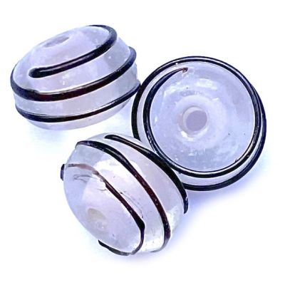 GL6740 Pale Pink Striped Rondelle Bead