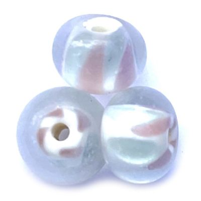 GL6741 Pink Striped Rondelle Bead