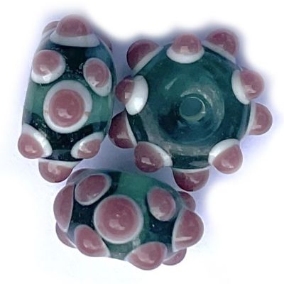 GL6754 Pink & Green Rondelle Bead