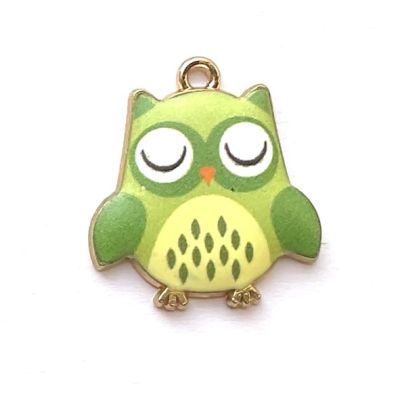 MB1006 Sleepy Green Owl Charm