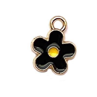 MB1031 Black Enamel Flower Pendant