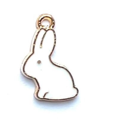 MB986 White 17x11mm Enamelled Rabbit Charm