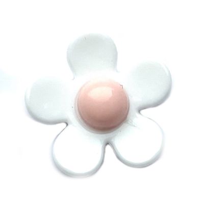 PB180 22mm Acrylic White and Pink Flower Bead