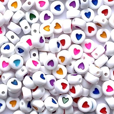PB283 Pack of 20 Heart Decorated Beads