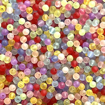 PB402 100 Asst Frost Acrylic 6mm Beads