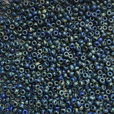 RC11-4516 Op Teal Picasso Size 11 Seed Beads