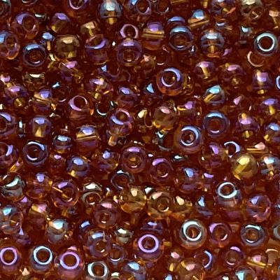 RC272 Trans Dark Topaz AB Size 6 Seed Beads