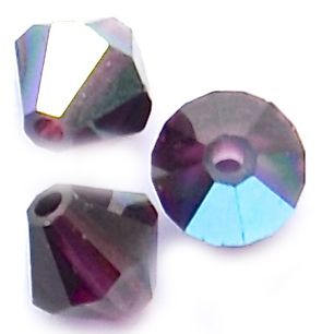 CB639 6mm Deep Violet AB Crystal Bicone