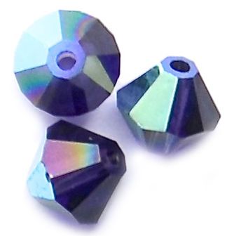 CB640 6mm Dark Tanzanite AB Crystal Bicone