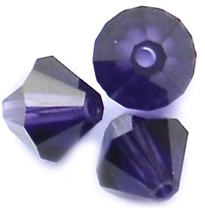 CB648 6mm Dark Tanzanite Crystal Bicone