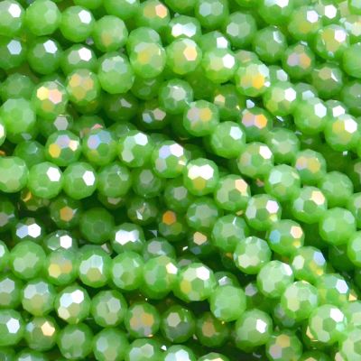 CCR828 8mm soft Green Pearl Lustre Cut Crystal Round