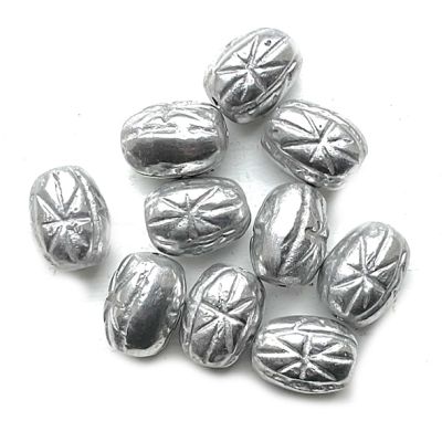 Dip726 Pack of 10 Decorated Oval Beads