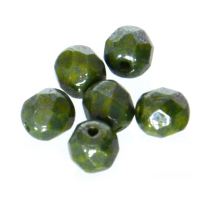 FG735 6mm Olive Green Picasso Facet