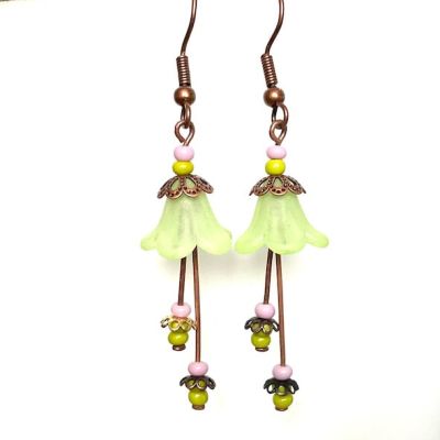 Delicate Fuchsia Earrings - Spring Green