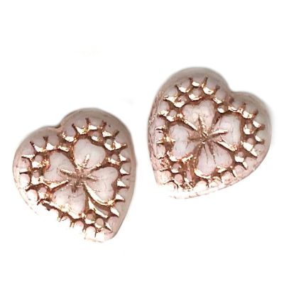 GL0643 16x15mm Cream/Rose Gold Embossed Heart