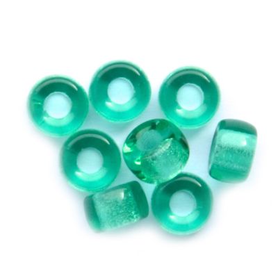 GL3372 6x4mm Transparent Teal Crow Bead