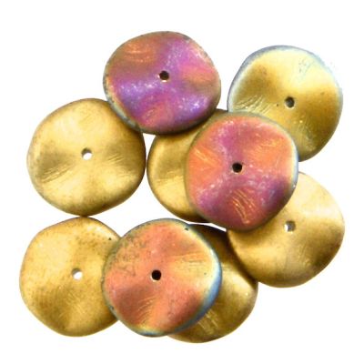 GLx5834 Lilac Dichroic/Matt Gold Ripple Beads
