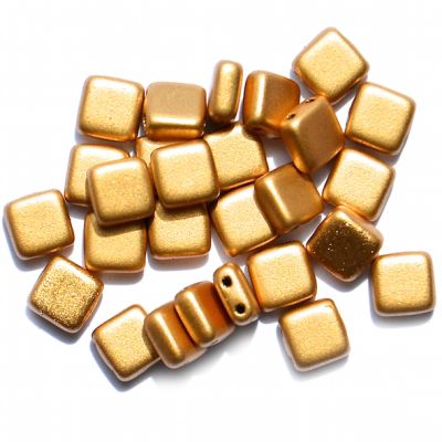 GL5857 Matt Gold 2 Hole Tile Bead