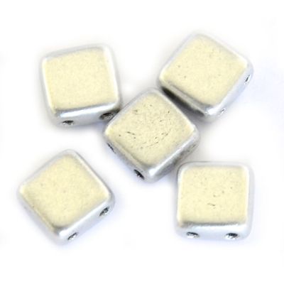 GL5866 Silver 2 Hole Tile Bead