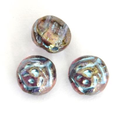 GL6121 8mm Backlit Pink/Aqua Rose Candy Bead